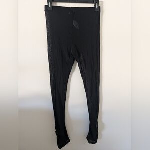 Zara Tulle Black Leggings Size L Elastic Waist NWT